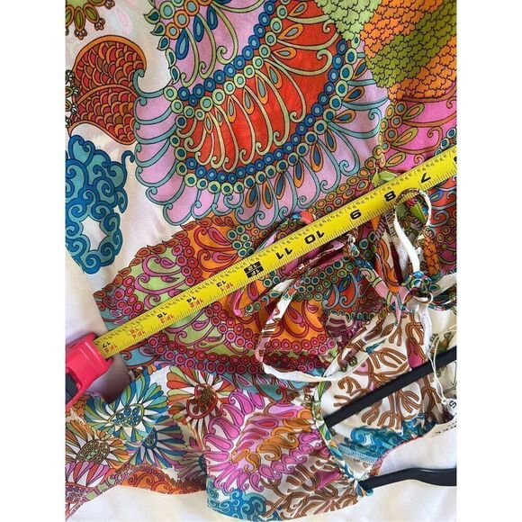 Trina Turk Paisley Flowy Blouse Long Sleeves V Neckline Size S Multicolored - Picture 5 of 6